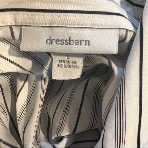 🍋 Dressbarn Black and White Striped Button Down Shirt - Size Large - Picture 7 of 7